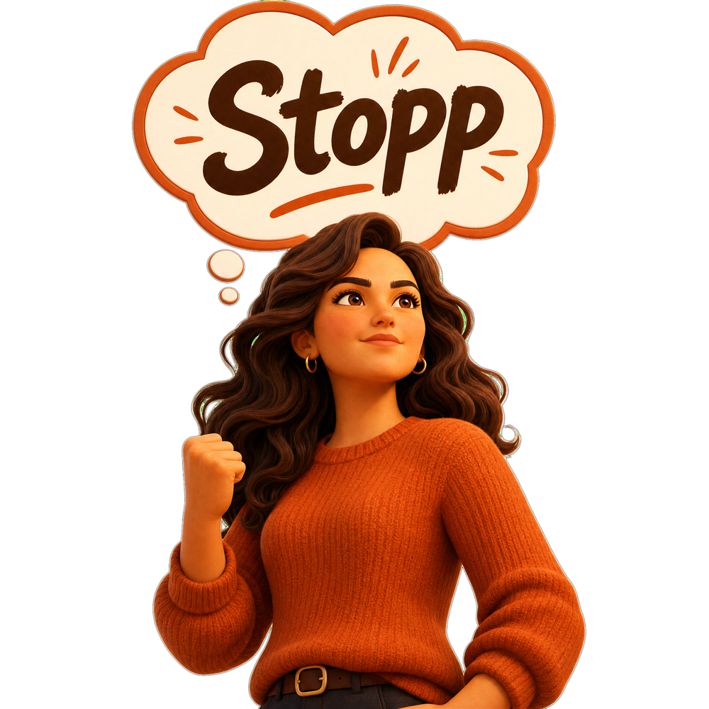 Illustration: Frau ruft Stopp